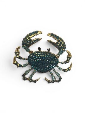Sparkling Blue Crab Pin Brooch